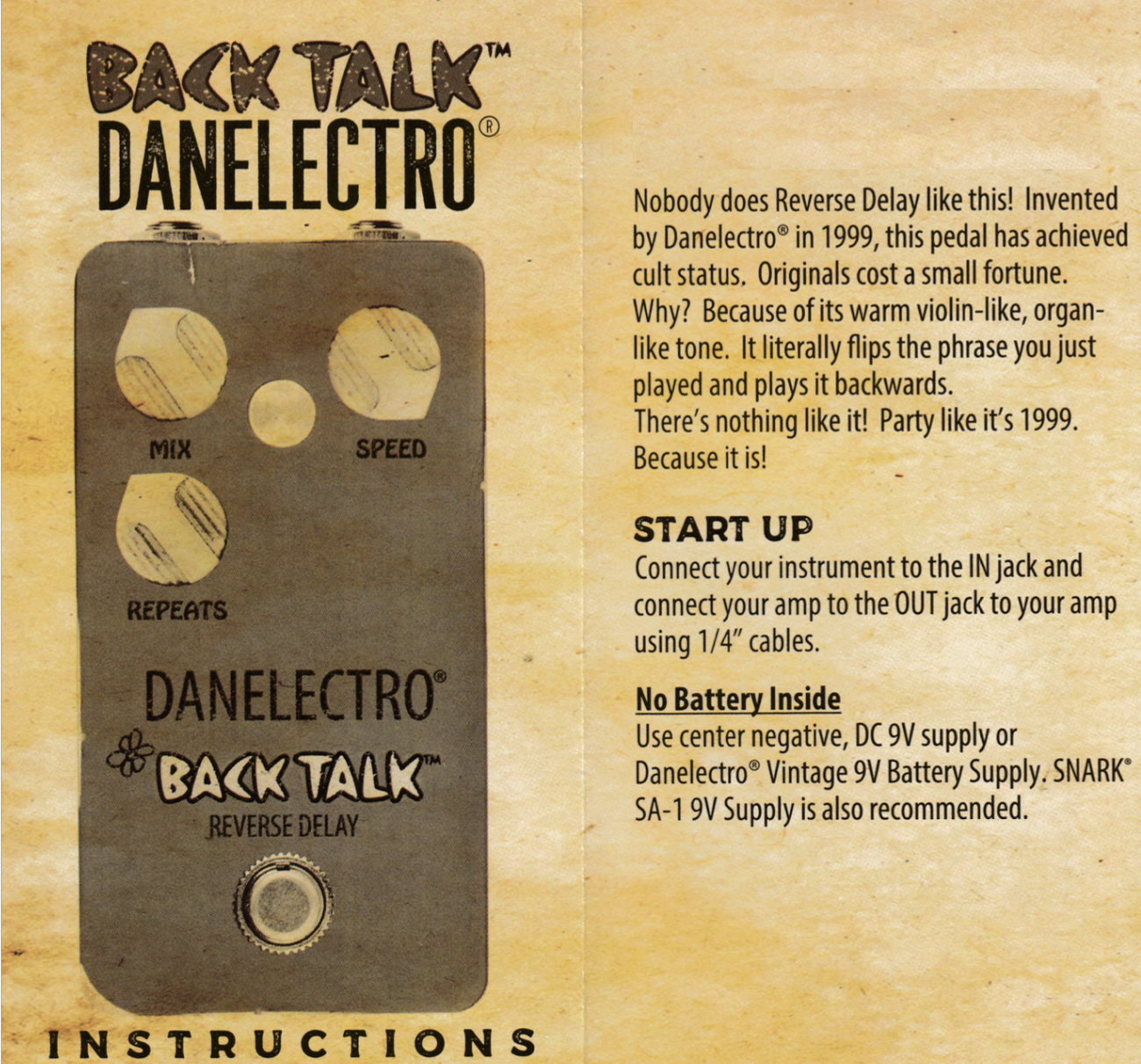 Danelectro Back Talk Reverse Delay